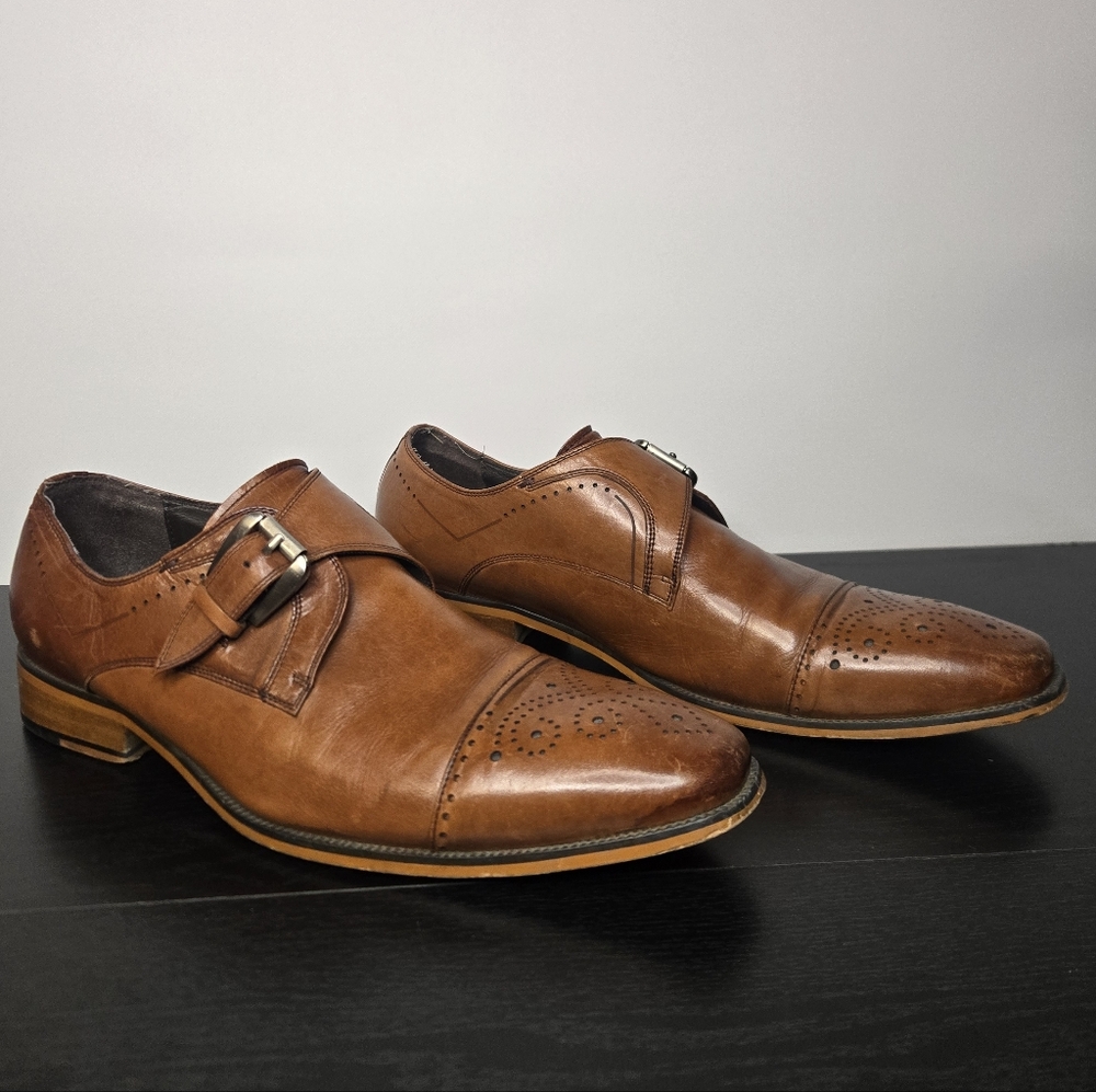 Stacy Adams Kimball Monk Camel Tan Men's Size 8.5